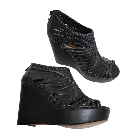Torrid 12.5W Black Strappy Braided Wedge Shoes - Picture 11 of 15